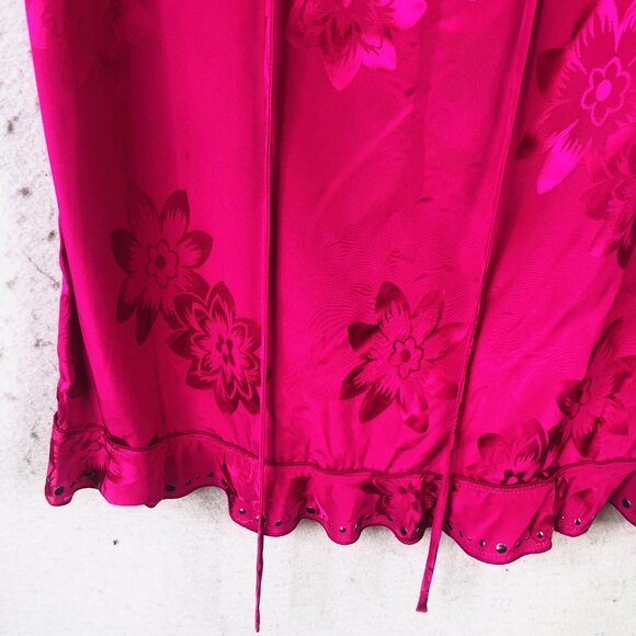 Coach 1941 Dress Womens 0 Fuchsia Ruffle Studded Floral Jacquard Viscose 232843 - Picture 11 of 16